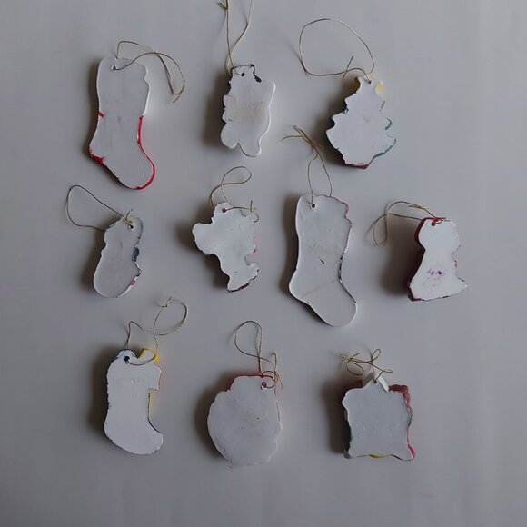 10 Ceramic Christmas Tree Ornaments - Picture 2 of 4